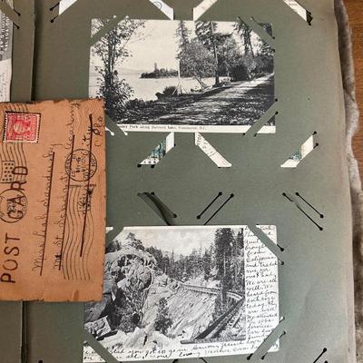 ANTIQUE POSTCARDS IN AN ANTIQUE BOOK