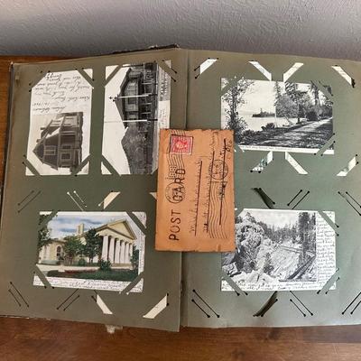 ANTIQUE POSTCARDS IN AN ANTIQUE BOOK
