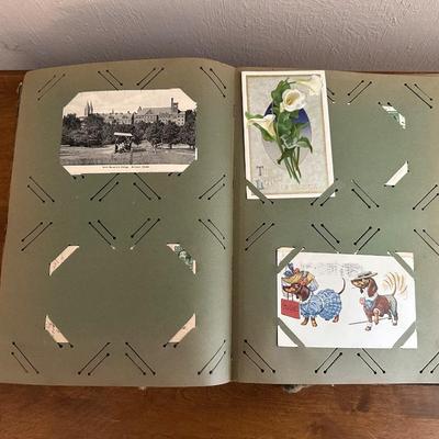 ANTIQUE POSTCARDS IN AN ANTIQUE BOOK