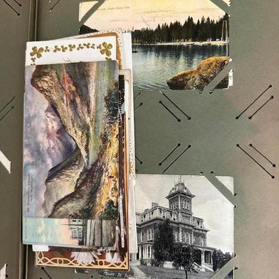 ANTIQUE POSTCARDS IN AN ANTIQUE BOOK