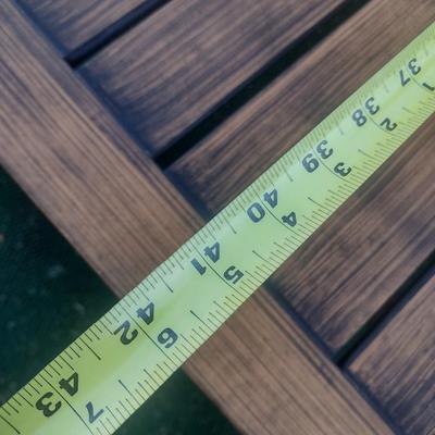 Aluminum Slat Faux Wood Grain Finish Garden Coffee Table