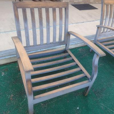Aluminum Slat Faux Wood Grain Finish Garden Sitting Chair Choice A
