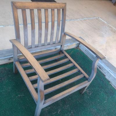 Aluminum Slat Faux Wood Grain Finish Garden Sitting Chair Choice B