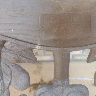 Cast Frame Wood Seat and Back Carved American Eagle Garden Bench