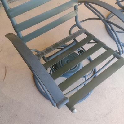Pair of Metal Frame Rocker Swivel Garden Patio Chairs Choice A