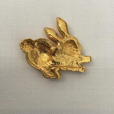 Avon vintage, gold, toned, rhinestone bunny pin