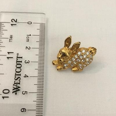 Avon vintage, gold, toned, rhinestone bunny pin