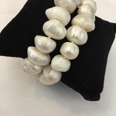 Vintage natural light, mother of pearl Baroque double strand bracelet