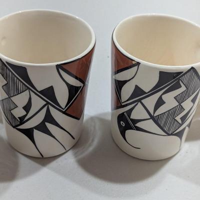 Vintage Acoma New Mexico Indian Pueblo Handmade Pottery Art Mug Geometric (SR)