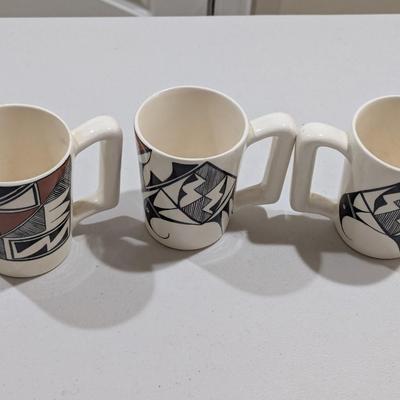 Vintage Acoma New Mexico Indian Pueblo Handmade Pottery Art Mug Geometric (SR)