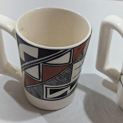 Vintage Acoma New Mexico Indian Pueblo Handmade Pottery Art Mug Geometric (SR)
