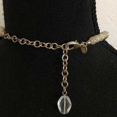 Chicos, gold, toned, beautiful beaded, tassel statement, necklace