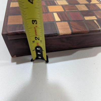 Trinket Box Multi Wood Inlaid Square Design Hinged (SR)