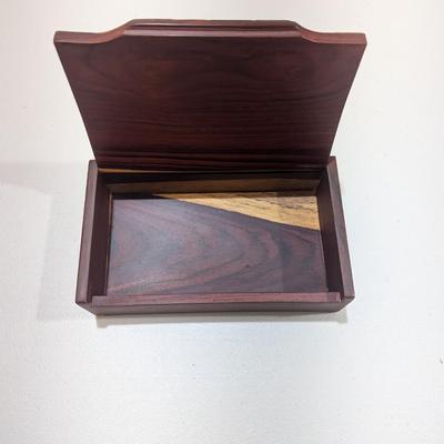 Trinket Box Multi Wood Inlaid Square Design Hinged (SR)