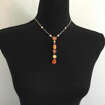 DB , silver toned, vintage, faux, stone necklace