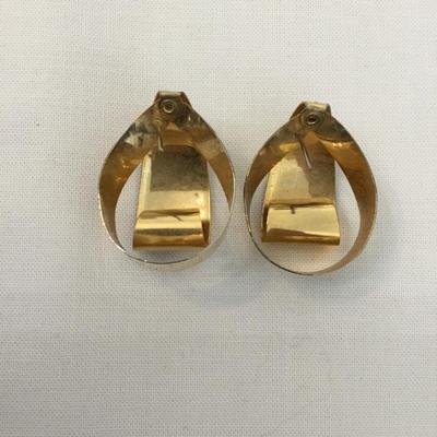 Retro large earrings, 80s marbled enameled, black and gold