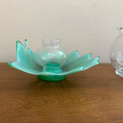 FOSTORIA HEIRLOOM GREEN BOWL AND 2 ROSE BOWLS