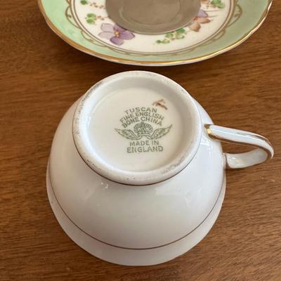 IRONSTONE WASH BOWL AND PITCHER WITH BONE CHINA TEA CUP AND SAUCER