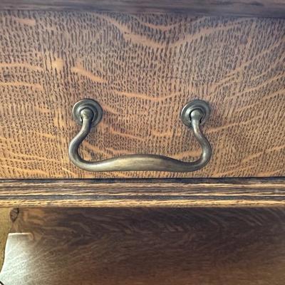 ANTIQUE CARVED 2 TIER FOYER TABLE WITH 2 DRAWERS