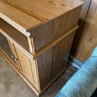 MEDIA STAND WITH GLASS FRONT DOOR AND DVD/CD STORAGE