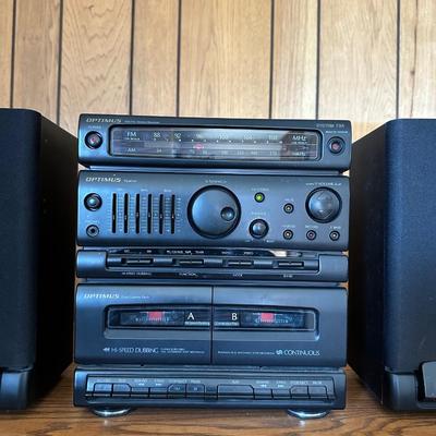 OPTIMUS AM/FM STEREO WITH DUAL CASSETTES AND EXTRA JVC SPEAKERS