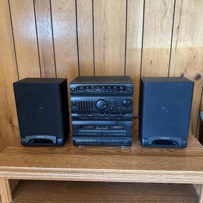 OPTIMUS AM/FM STEREO WITH DUAL CASSETTES AND EXTRA JVC SPEAKERS