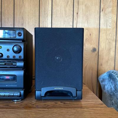 OPTIMUS AM/FM STEREO WITH DUAL CASSETTES AND EXTRA JVC SPEAKERS