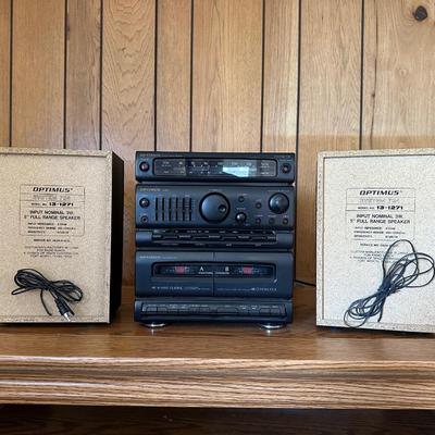 OPTIMUS AM/FM STEREO WITH DUAL CASSETTES AND EXTRA JVC SPEAKERS