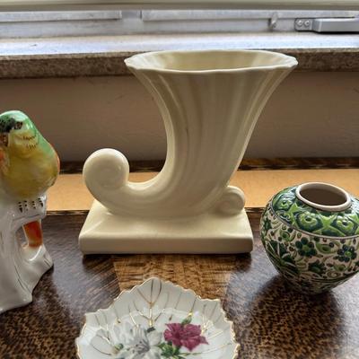 CORNUCOPIA PLANTER, BIRD VASE, VOTIVE CANDLE HOLDERS AND MORE