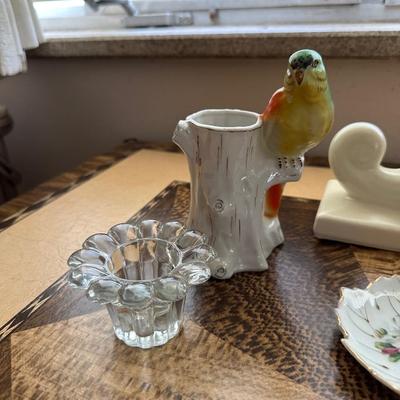 CORNUCOPIA PLANTER, BIRD VASE, VOTIVE CANDLE HOLDERS AND MORE