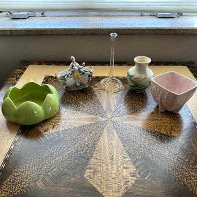 PORCELAIN BOY W/BASKETS, MCCOY PLANTER AND MORE
