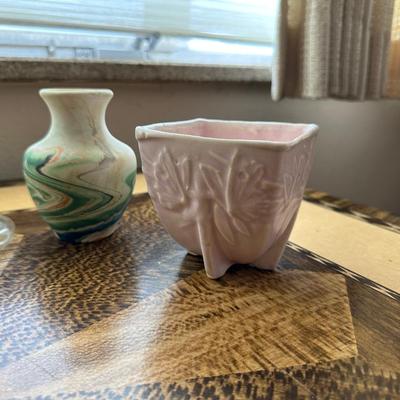 PORCELAIN BOY W/BASKETS, MCCOY PLANTER AND MORE
