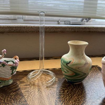 PORCELAIN BOY W/BASKETS, MCCOY PLANTER AND MORE