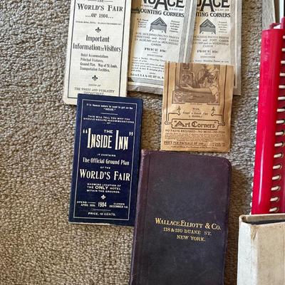 VINTAGE SCRAPBOOKS, PHOTO ALBUMS, STAMPED ENVELOPES, RIBBONS AND MORE