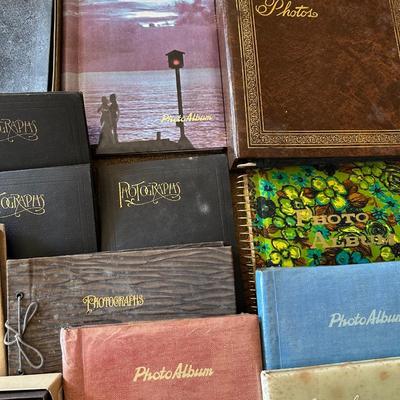 VINTAGE SCRAPBOOKS, PHOTO ALBUMS, STAMPED ENVELOPES, RIBBONS AND MORE