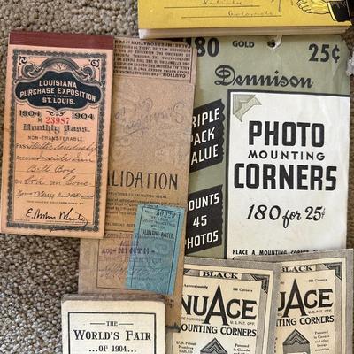 VINTAGE SCRAPBOOKS, PHOTO ALBUMS, STAMPED ENVELOPES, RIBBONS AND MORE