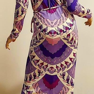 Vtg 60s Rare Colin Glascoe London signed Psychedelic midi dress