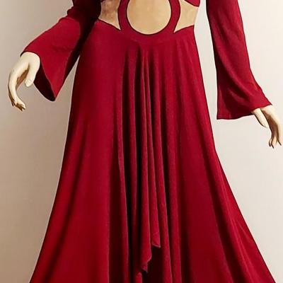 Vtg Iconic Mr. Boots 60s High Low Wine Maxi dress