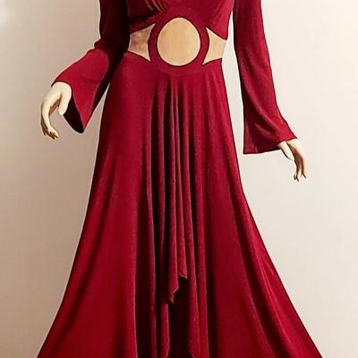 Vtg Iconic Mr. Boots 60s High Low Wine Maxi dress