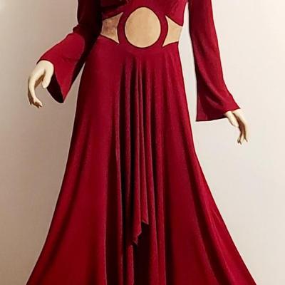 Vtg Iconic Mr. Boots 60s High Low Wine Maxi dress