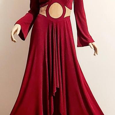 Vtg Iconic Mr. Boots 60s High Low Wine Maxi dress