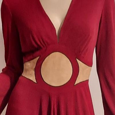 Vtg Iconic Mr. Boots 60s High Low Wine Maxi dress