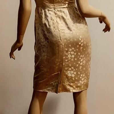 Vtg 60s Gold Lame' 3pc Ensemble Swing Coat Dress & Heeled Pumps