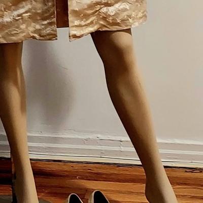 Vtg 60s Gold Lame' 3pc Ensemble Swing Coat Dress & Heeled Pumps