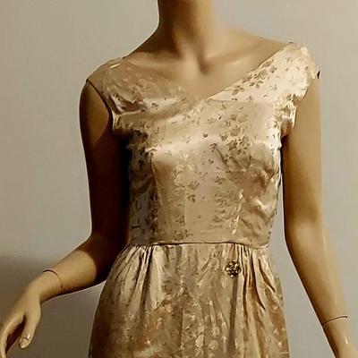 Vtg 60s Gold Lame' 3pc Ensemble Swing Coat Dress & Heeled Pumps