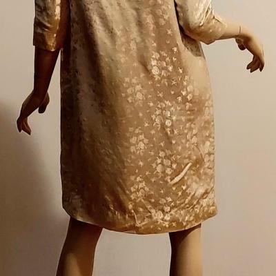 Vtg 60s Gold Lame' 3pc Ensemble Swing Coat Dress & Heeled Pumps