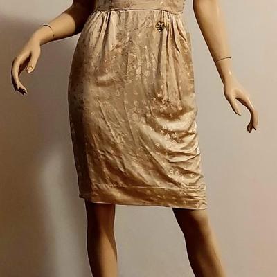 Vtg 60s Gold Lame' 3pc Ensemble Swing Coat Dress & Heeled Pumps