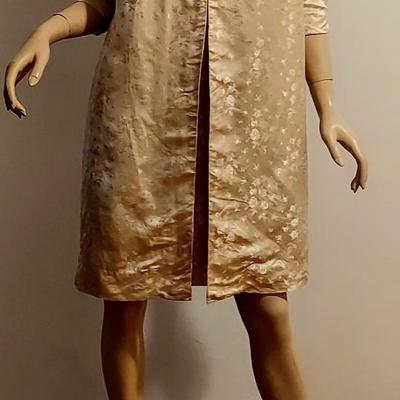 Vtg 60s Gold Lame' 3pc Ensemble Swing Coat Dress & Heeled Pumps
