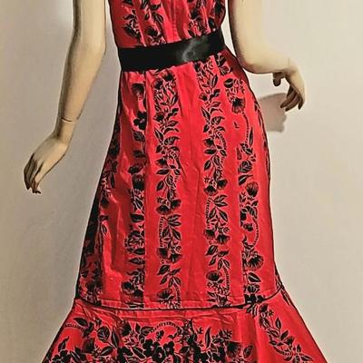 Vtg 1970s Lipstick Red, Cha Cha Hawaiian Maxi dress