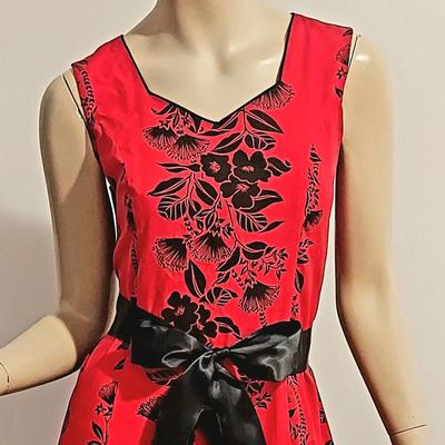 Vtg 1970s Lipstick Red, Cha Cha Hawaiian Maxi dress